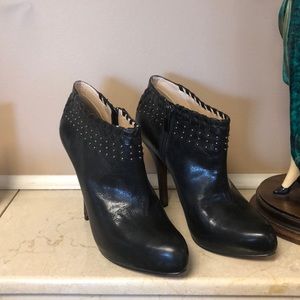 Black leather booties